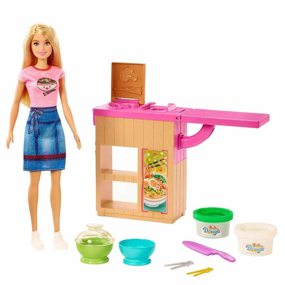 New in Box-Barbie Noodle Bar Playset with Blonde Doll, Workstation